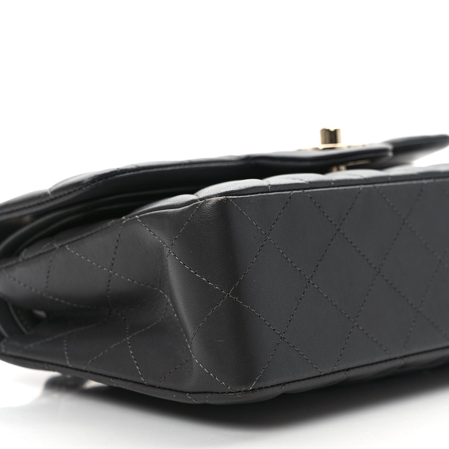 Lambskin Quilted Small Double Flap Dark Grey