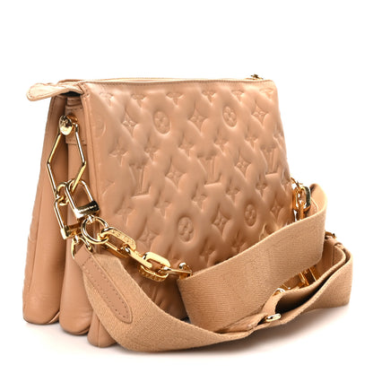 Louis Vuitton Lambskin Embossed Monogram Coussin PM Camel 3 of 9