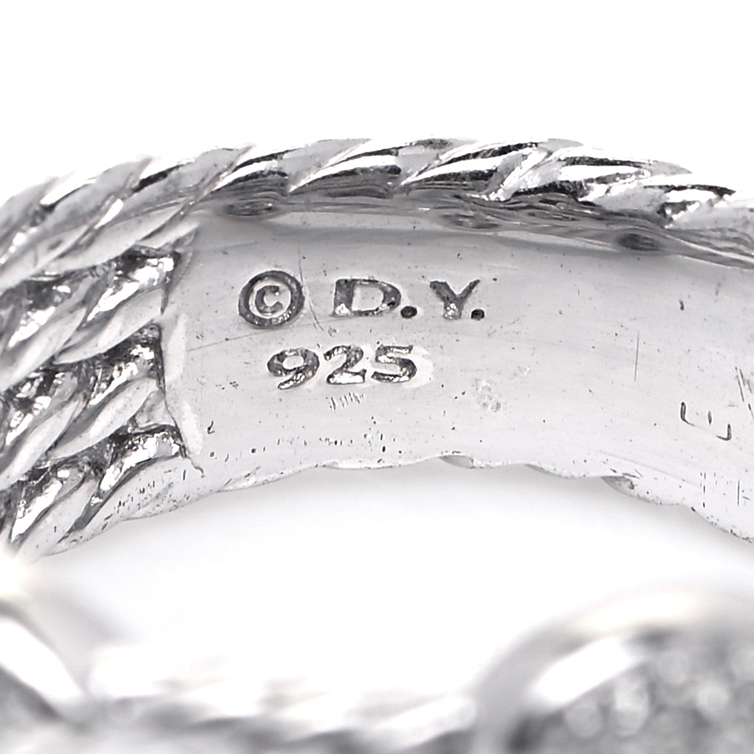 David Yurman Sterling Silver Diamond Confetti 4 Row Ring 60 9 4 of 5