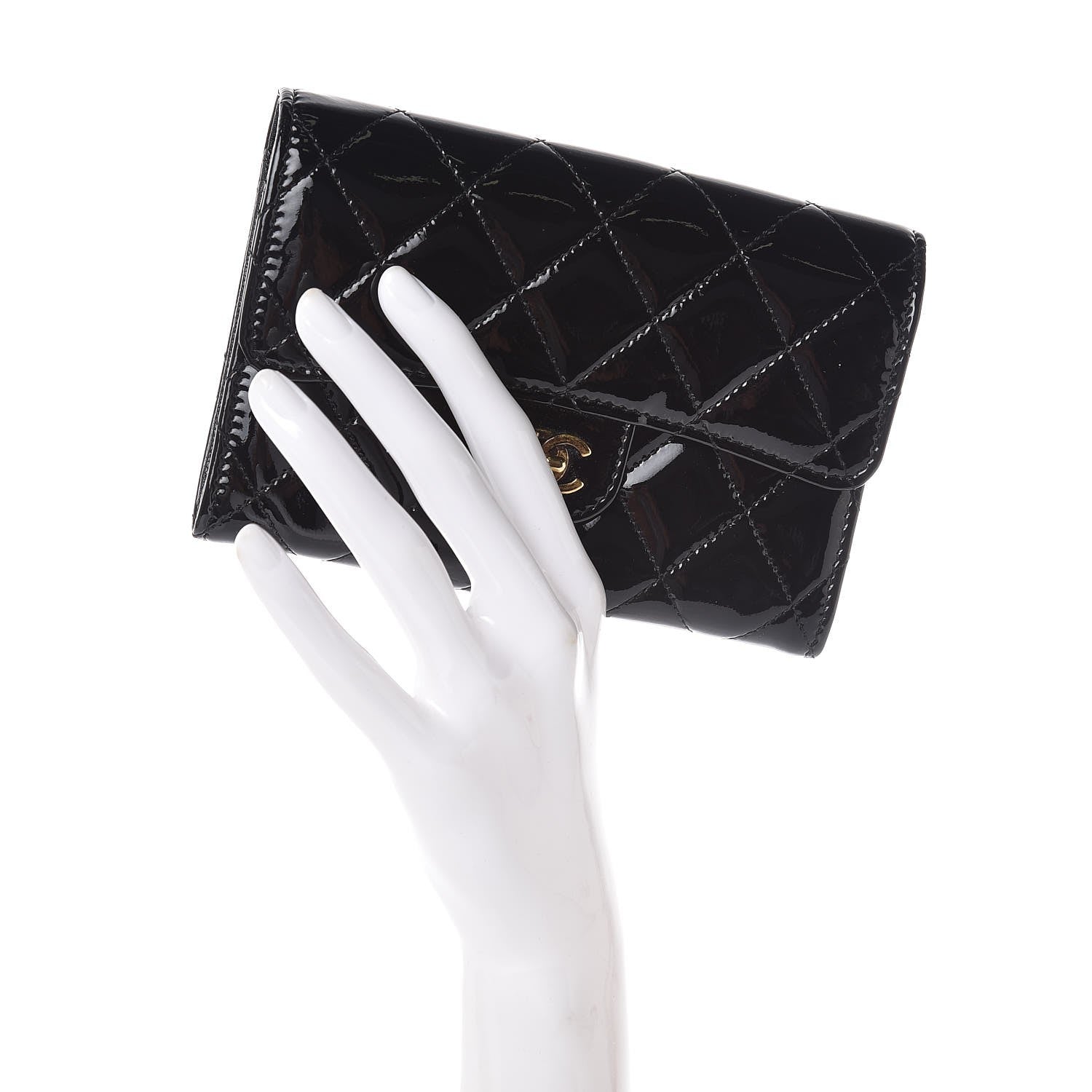 Chanel Patent Calfskin Quilted Small Flap Wallet Black 2 of 9
