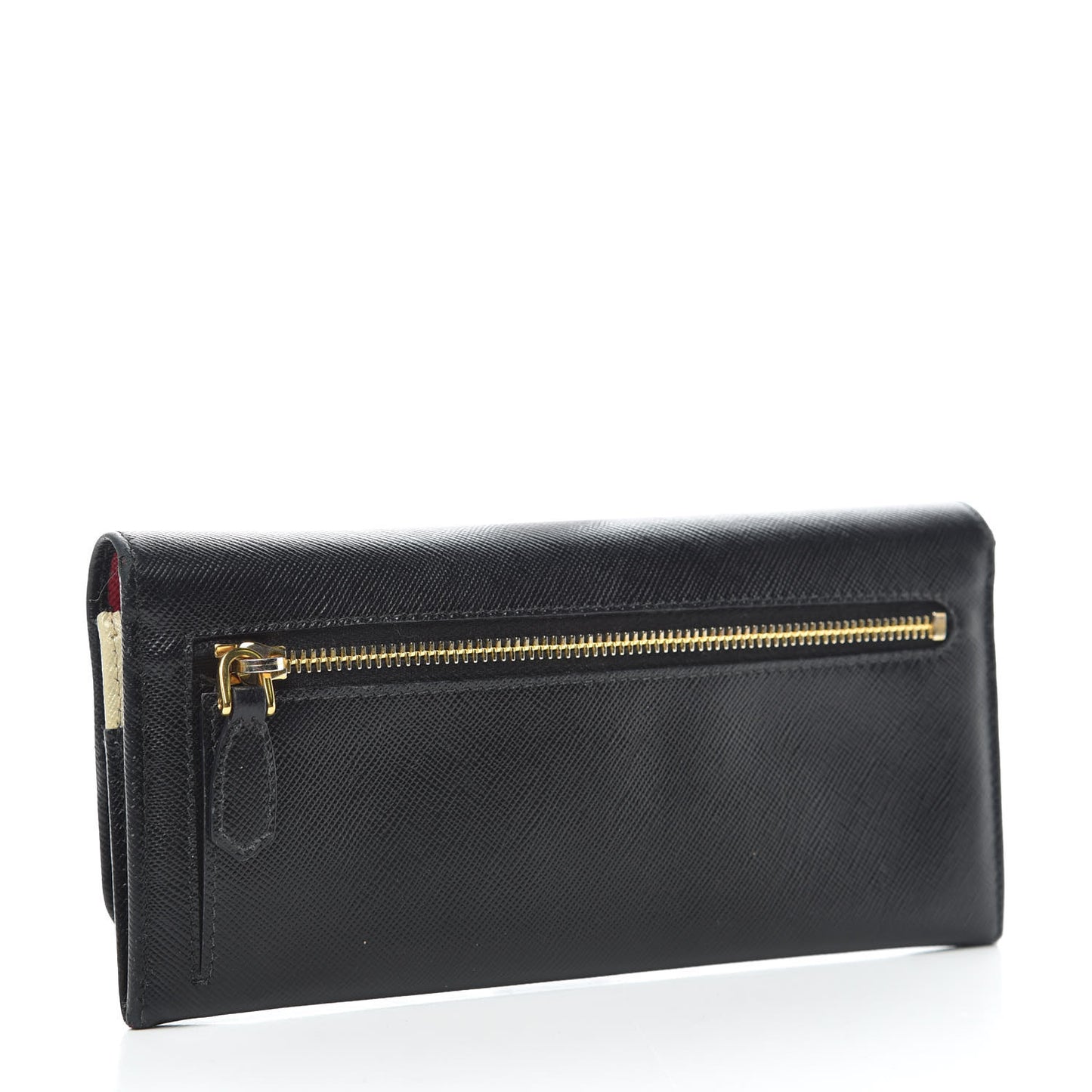 Saffiano Colour Continental Flap Wallet Black Peonia