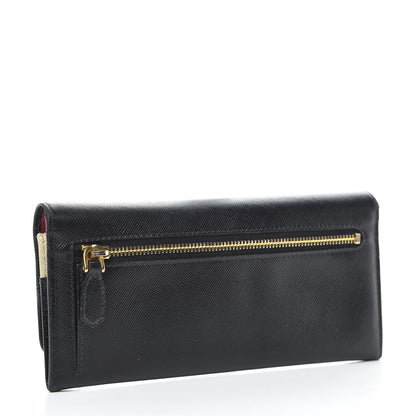 Prada Saffiano Colour Continental Flap Wallet Black Peonia 3 of 11