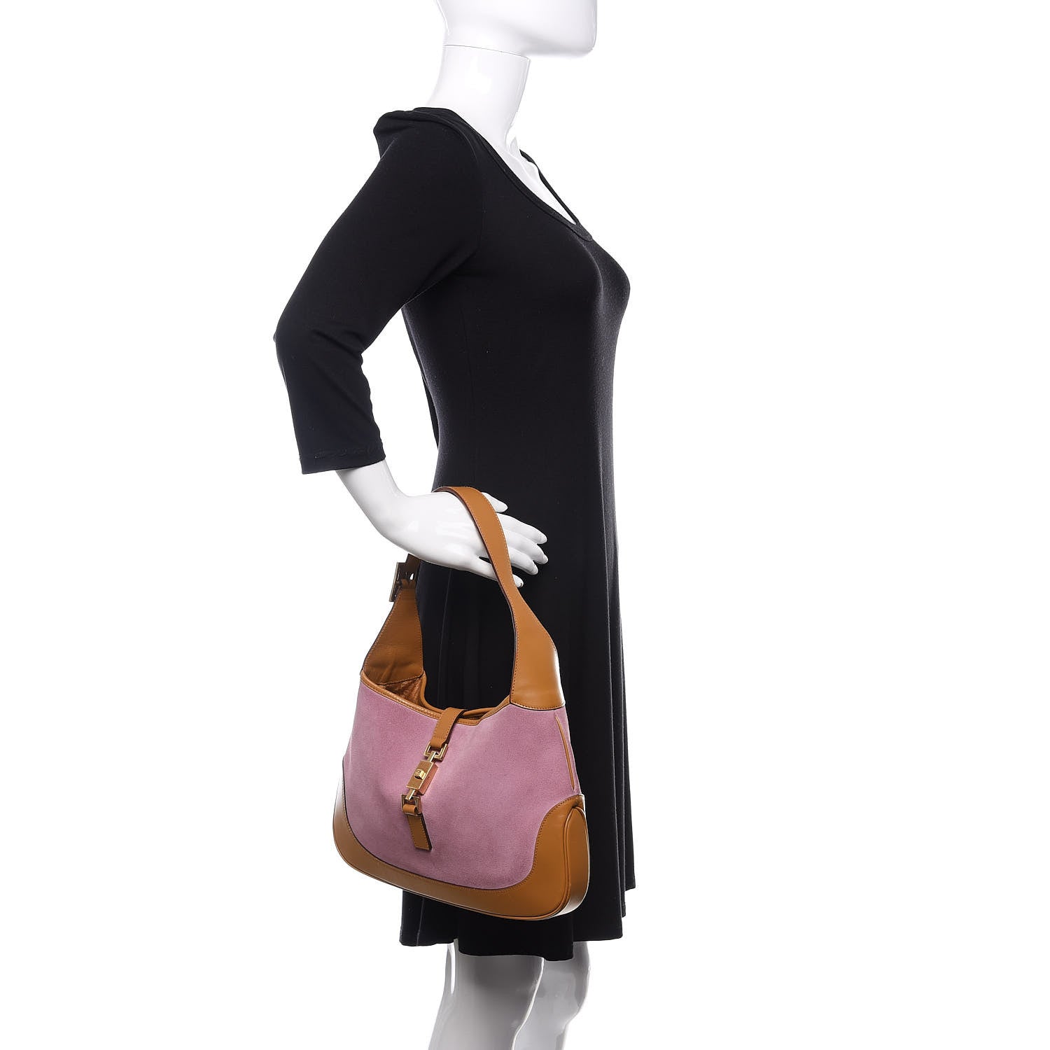 Gucci Suede Jackie O Hobo Pink Light Brown 3 of 12