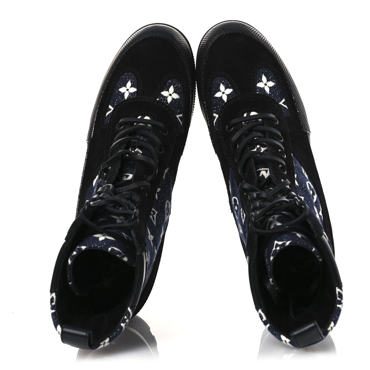 Calfskin Monogram Denim Laureate Platform Desert Boots 39.5 Navy Blue