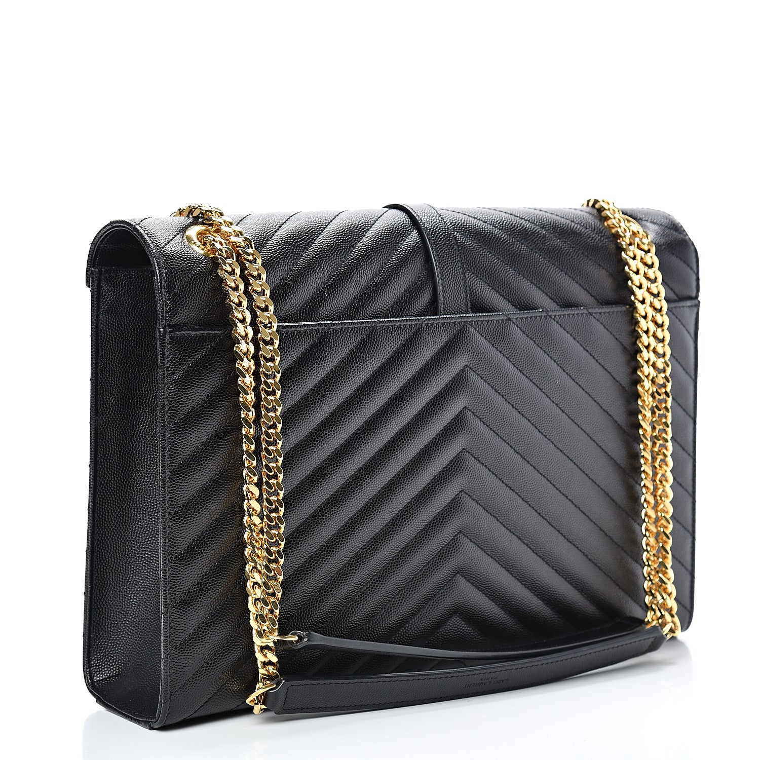 Saint Laurent Grain De Poudre Matelasse Chevron Large Monogram Satchel Black 2 of 10