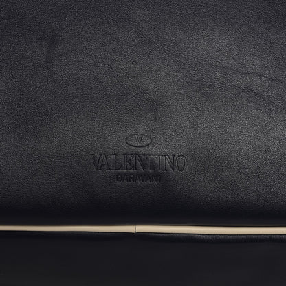 Valentino Garavani Mens Calfskin Rockstud Striped Holdall Duffle Navy 9 of 13