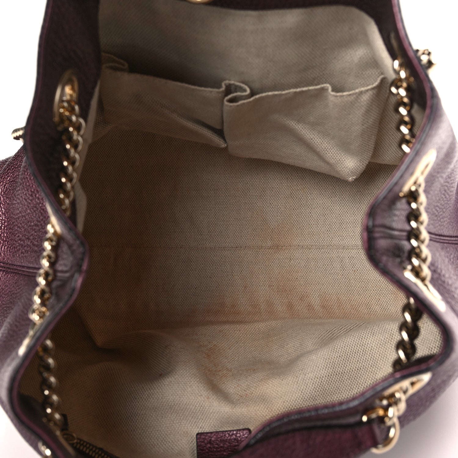Gucci Metallic Cellarius Calfskin Medium Soho Chain Shoulder Bag Classic Burgundy 5 of 11