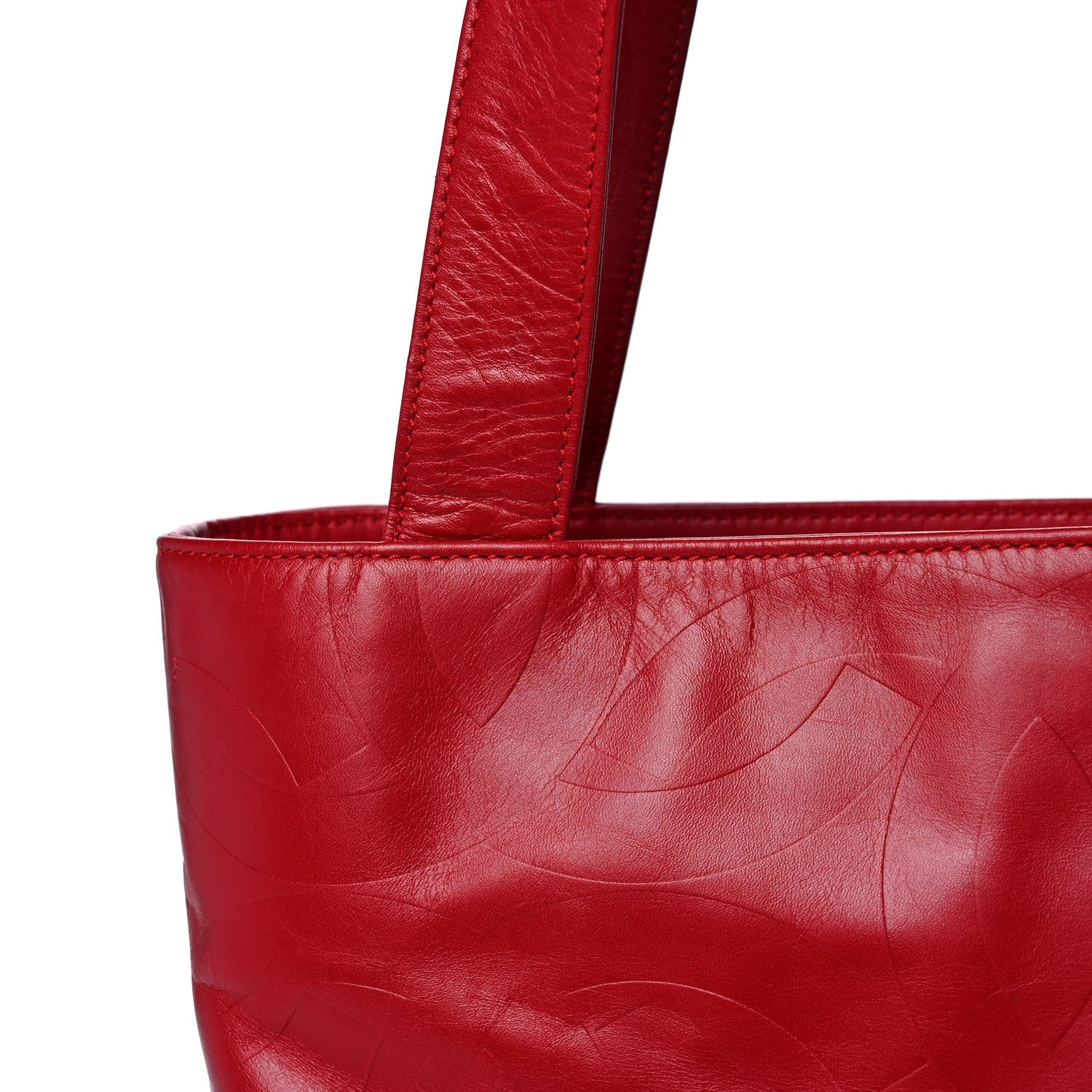 Chanel Lambskin Embossed CC Tote Red 7 of 13