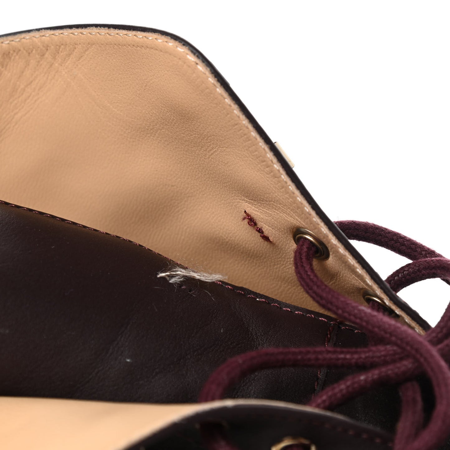 Calfskin Lace Up CC Short Boots 41 Burgundy