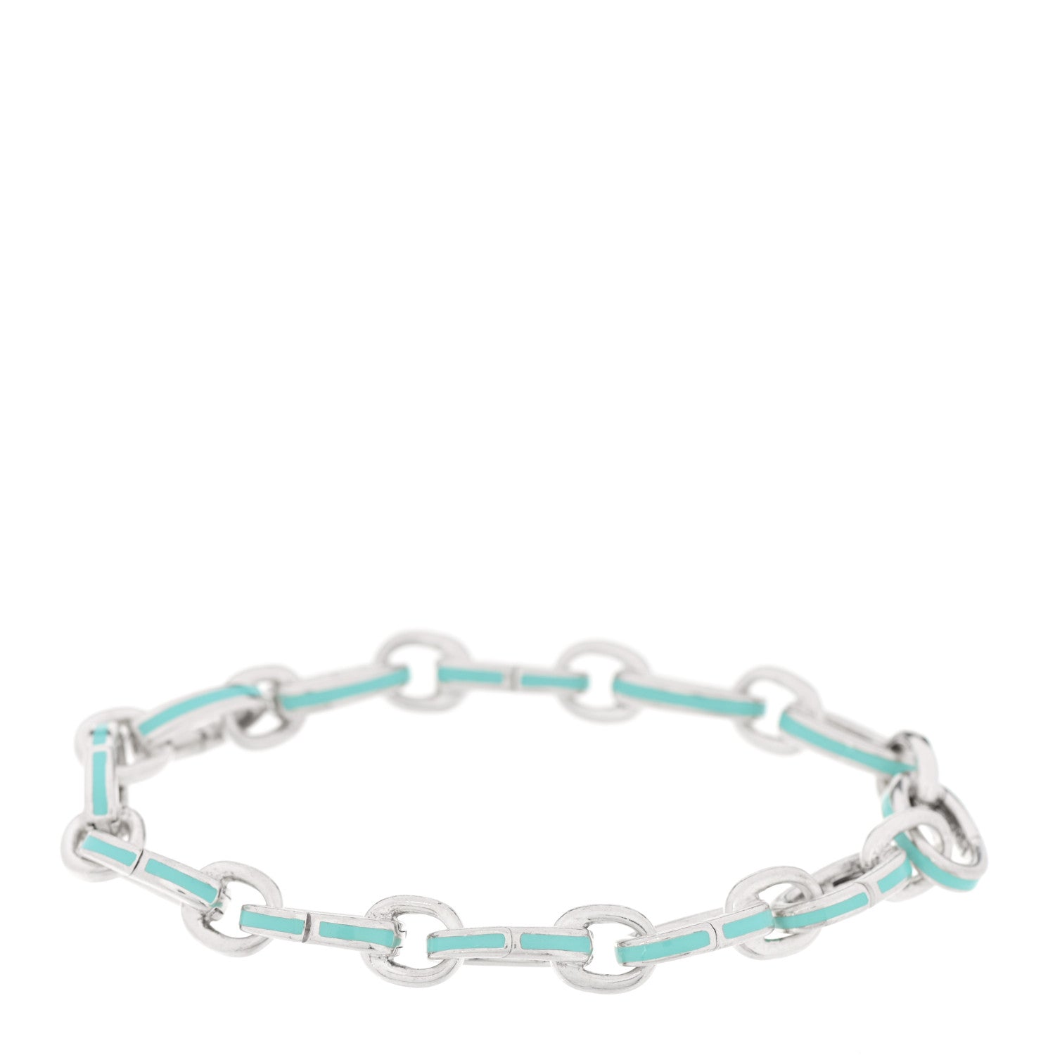 Tiffany Sterling Silver Enamel Clasping Link Bracelet Blue 2 of 3
