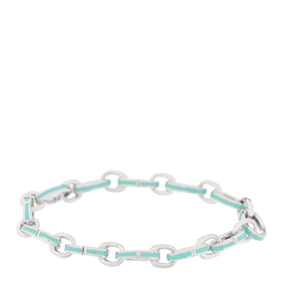 Tiffany Sterling Silver Enamel Clasping Link Bracelet Blue 2 of 3