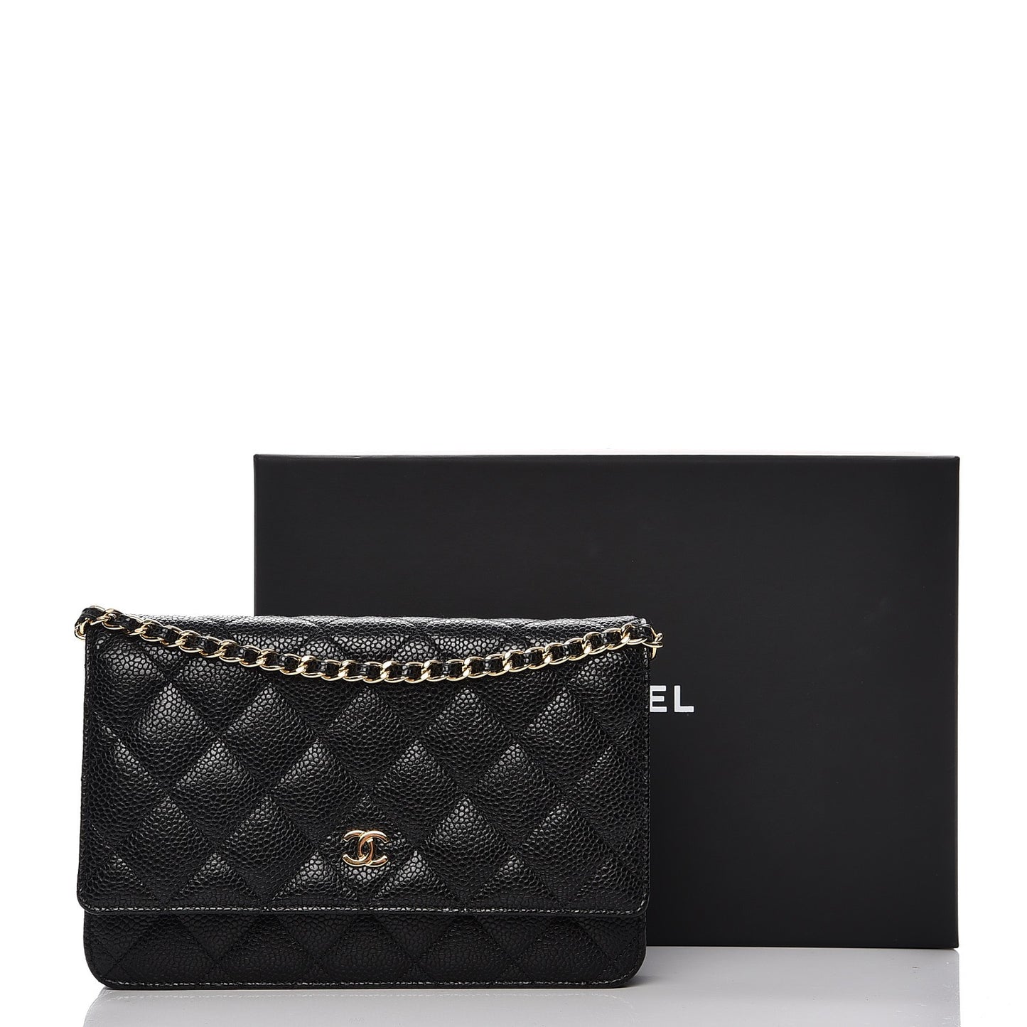 Caviar Quilted Wallet On Chain WOC Black
