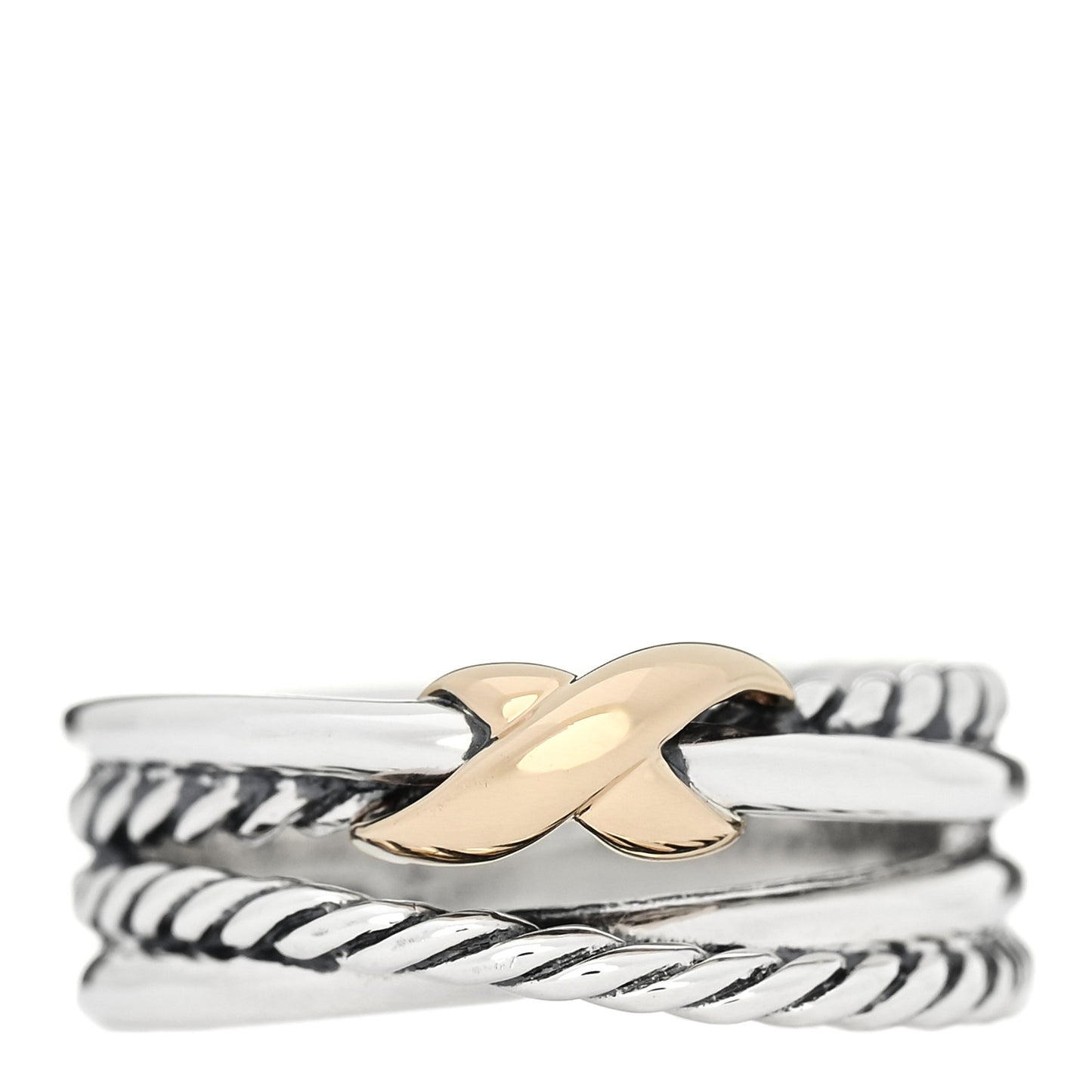 Sterling Silver 18K Yellow Gold 6mm X Crossover Ring 47 4