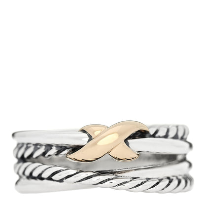 David Yurman Sterling Silver 18K Yellow Gold 6mm X Crossover Ring 47 4 1 of 4