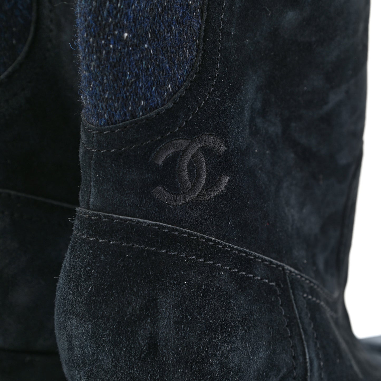Suede Calfskin Fabric Short Boots 40.5 Blue