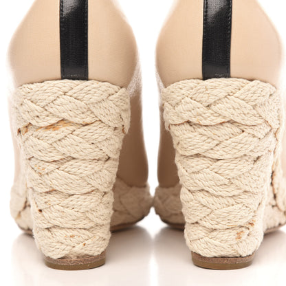 Chanel Lambskin Cap Toe CC Espadrille Wedge Pumps 41 Light Pink Black 8 of 11