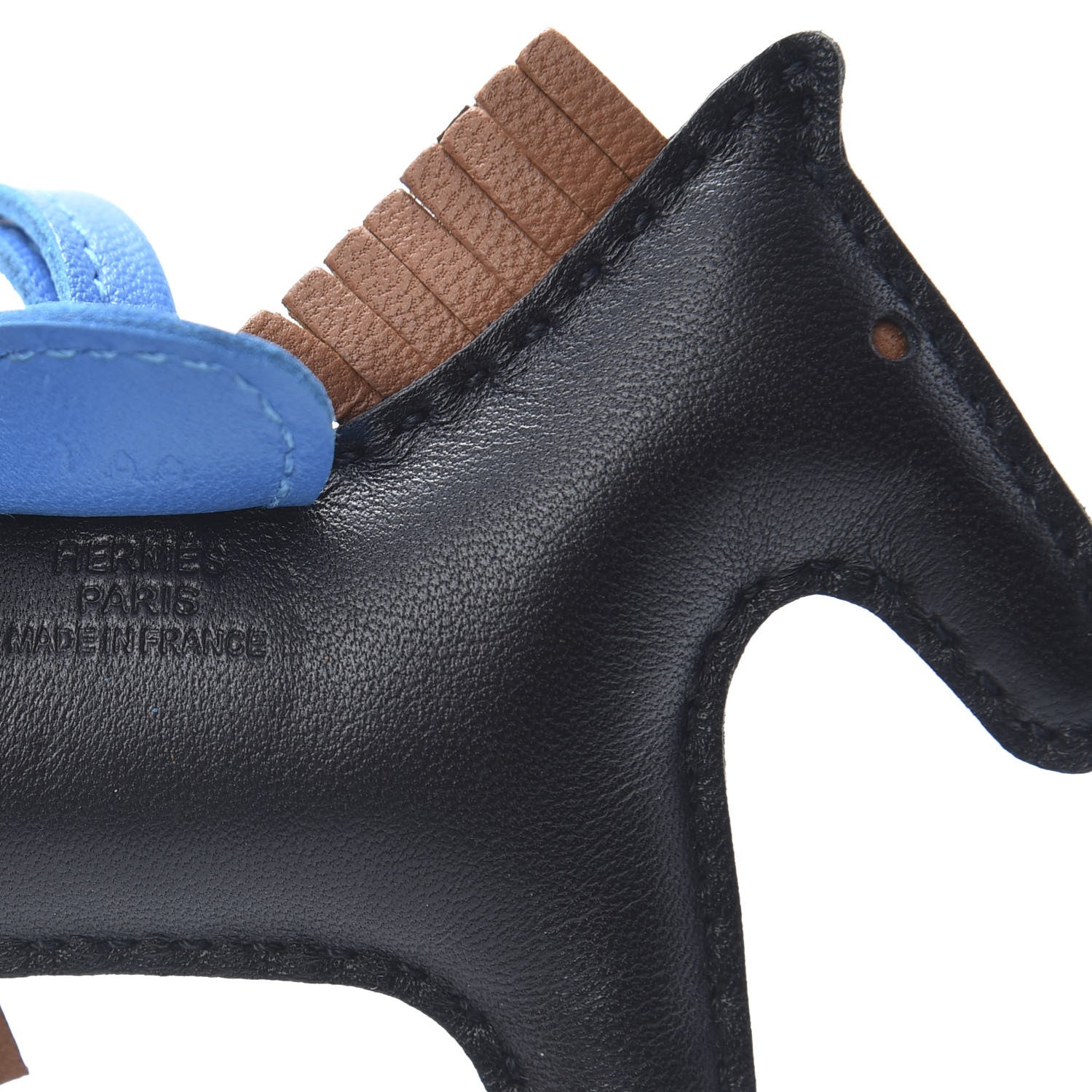 Hermes Milo Lambskin Grigri Rodeo Horse Bag Charm PM Black Gold Bleu Zanzibar 3 of 5