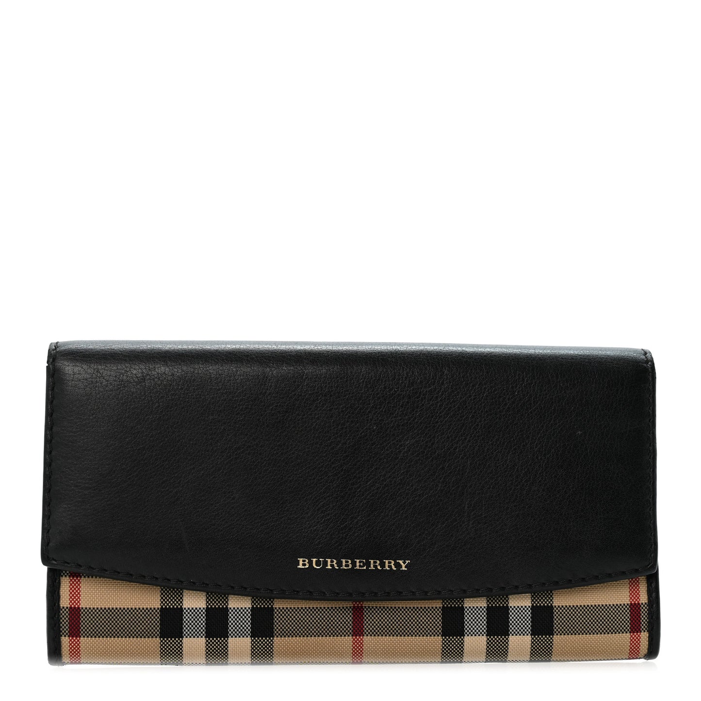 Calfskin Horseferry Check Porter Continental Wallet Black