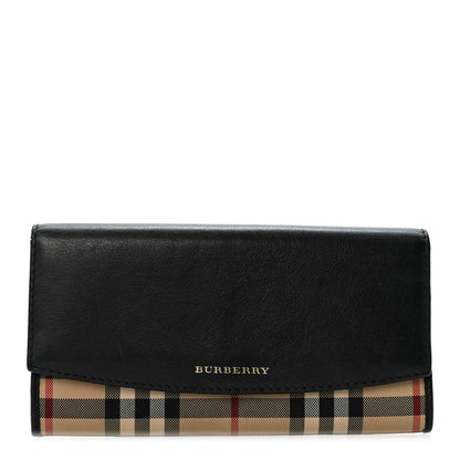 Burberry Calfskin Horseferry Check Porter Continental Wallet Black 1 of 10