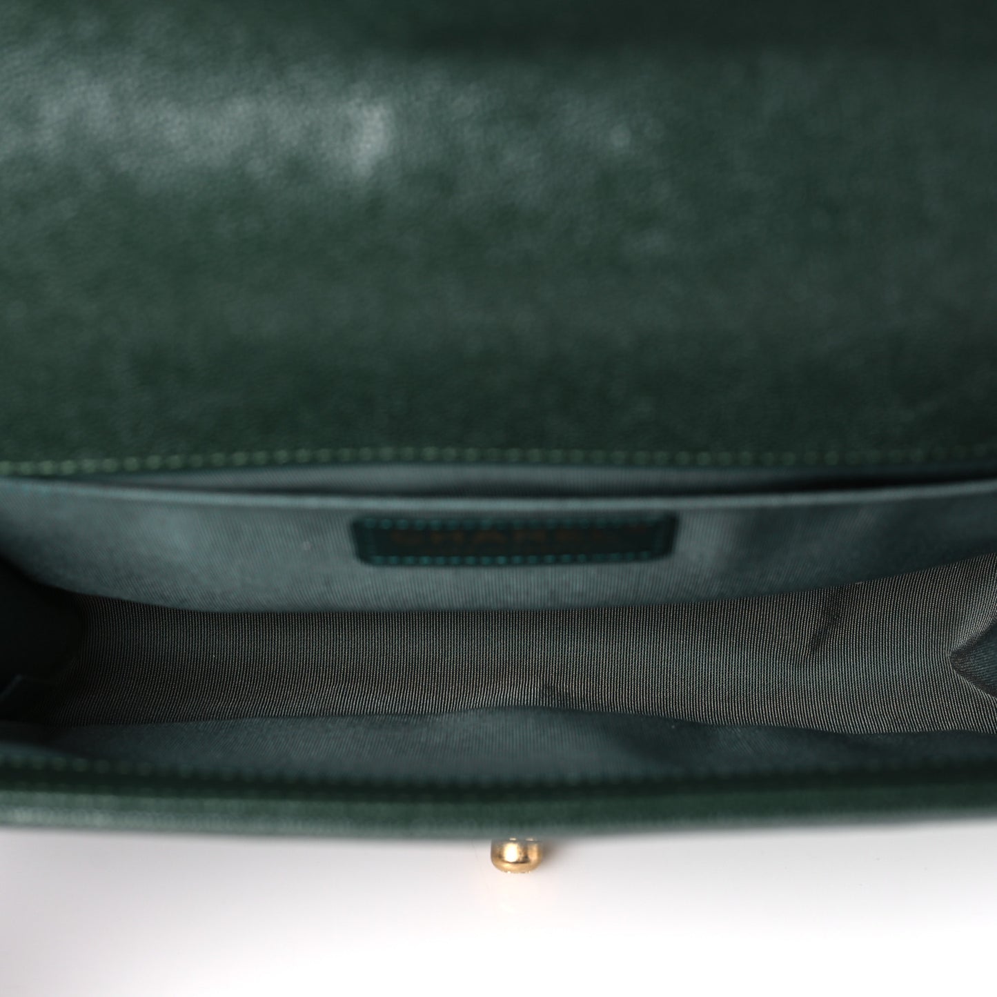 Caviar Chevron Quilted Medium Boy Flap Dark Green