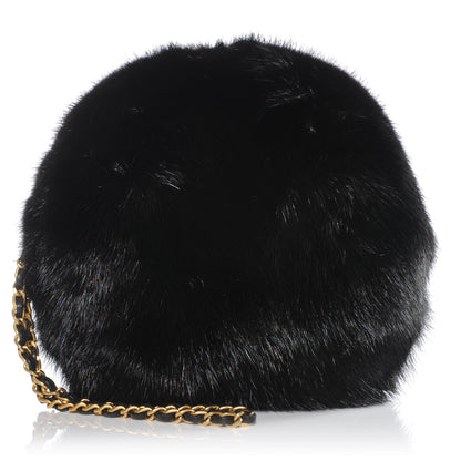 Chanel Jeweled Mink Wristlet Evening Bag Black 3 of 8
