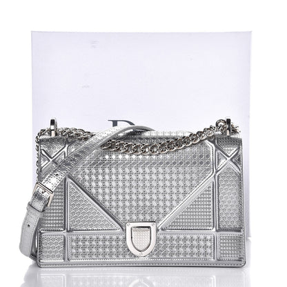 Christian Dior Metallic Patent Micro-Cannage Medium Diorama Flap Bag Silver 10 of 10