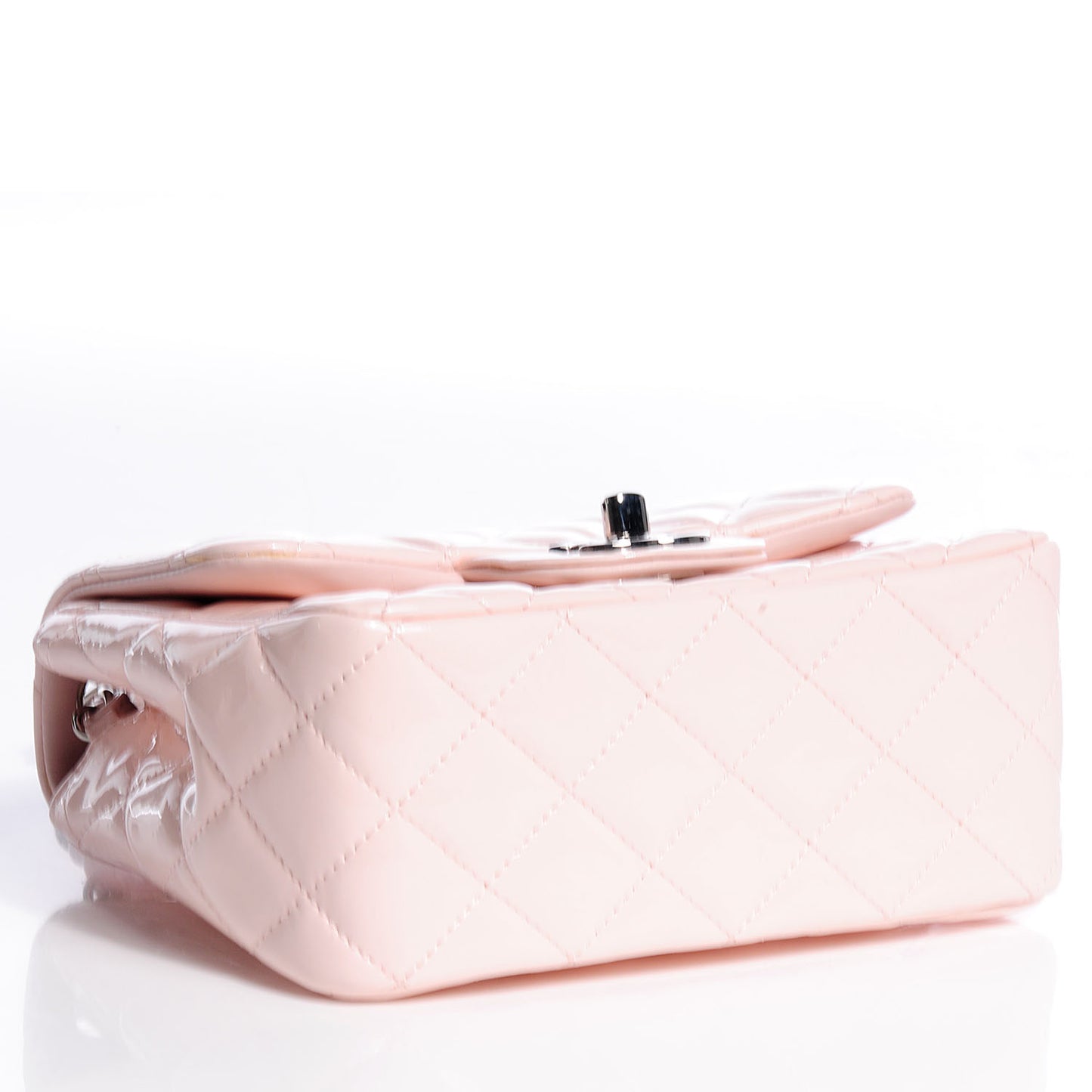 Patent Quilted Mini Square Flap Light Pink