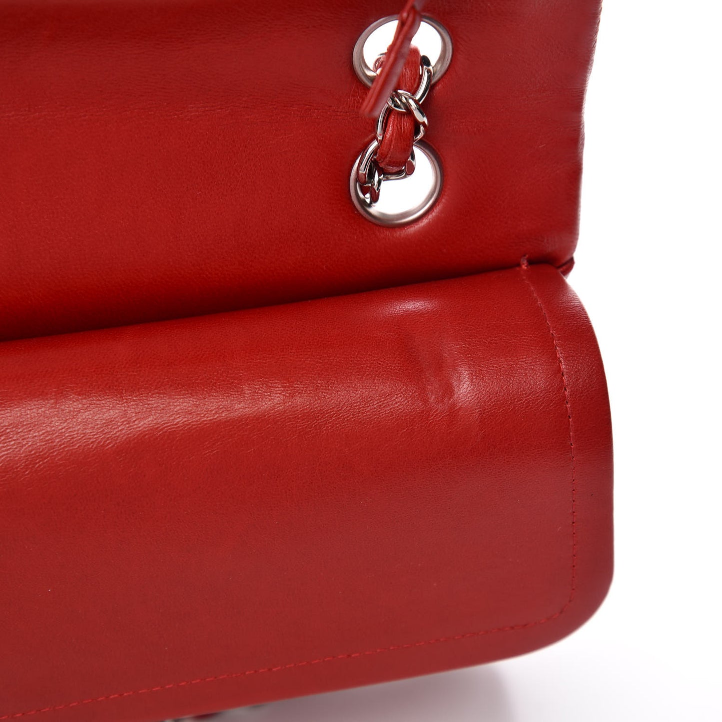Lambskin Quilted Medium Double Flap Red