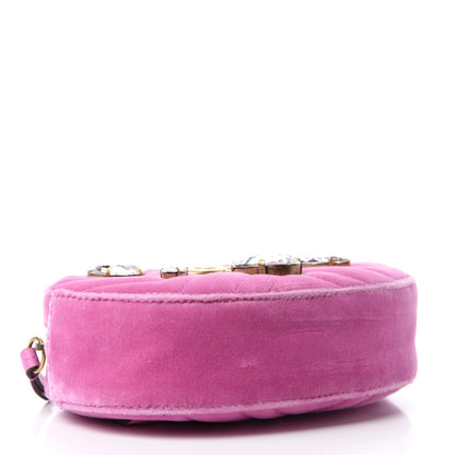 Gucci Velvet Matelasse Marquise Crystals GG Marmont Belt Bag 95 38 Malva 4 of 11