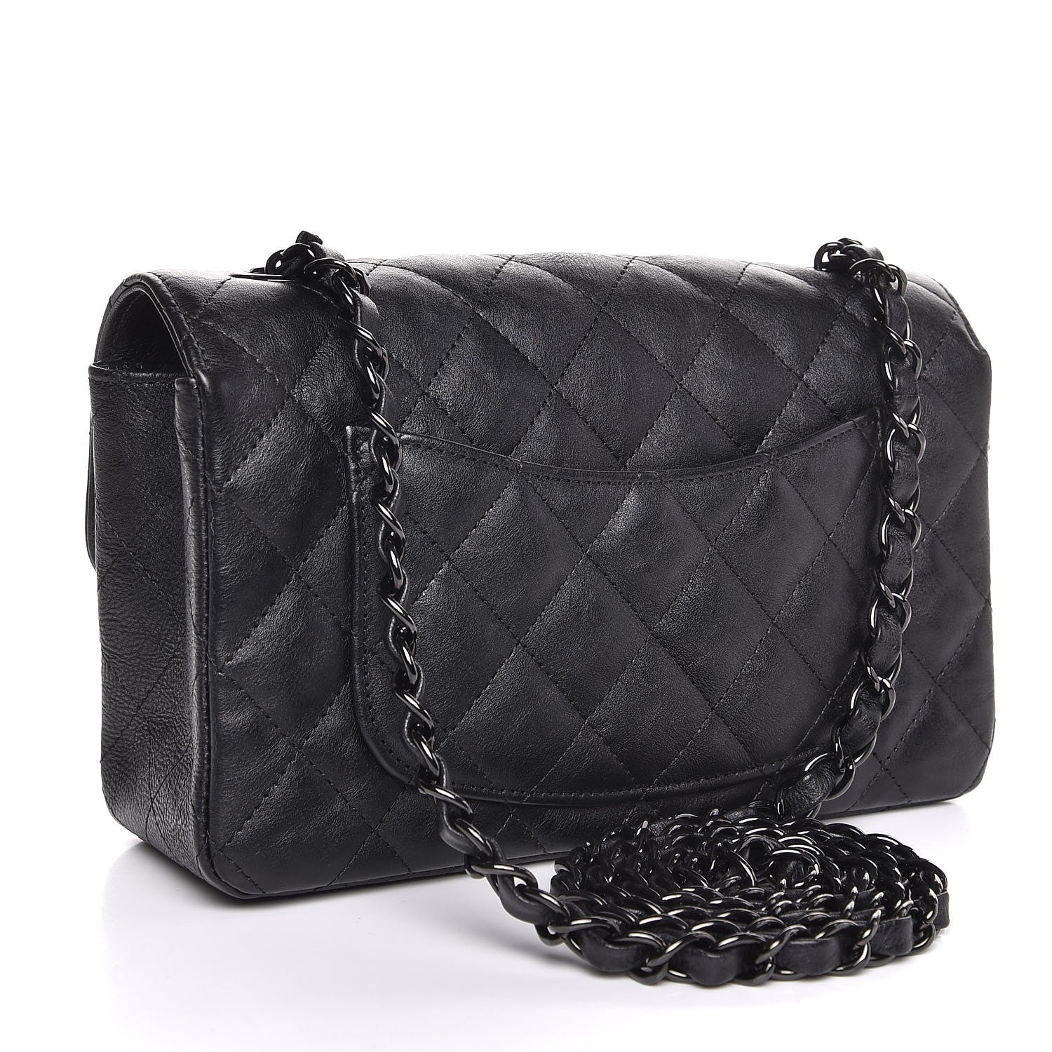 Chanel Crumpled Calfskin Quilted Mini Rectangular Flap So Black 3 of 12