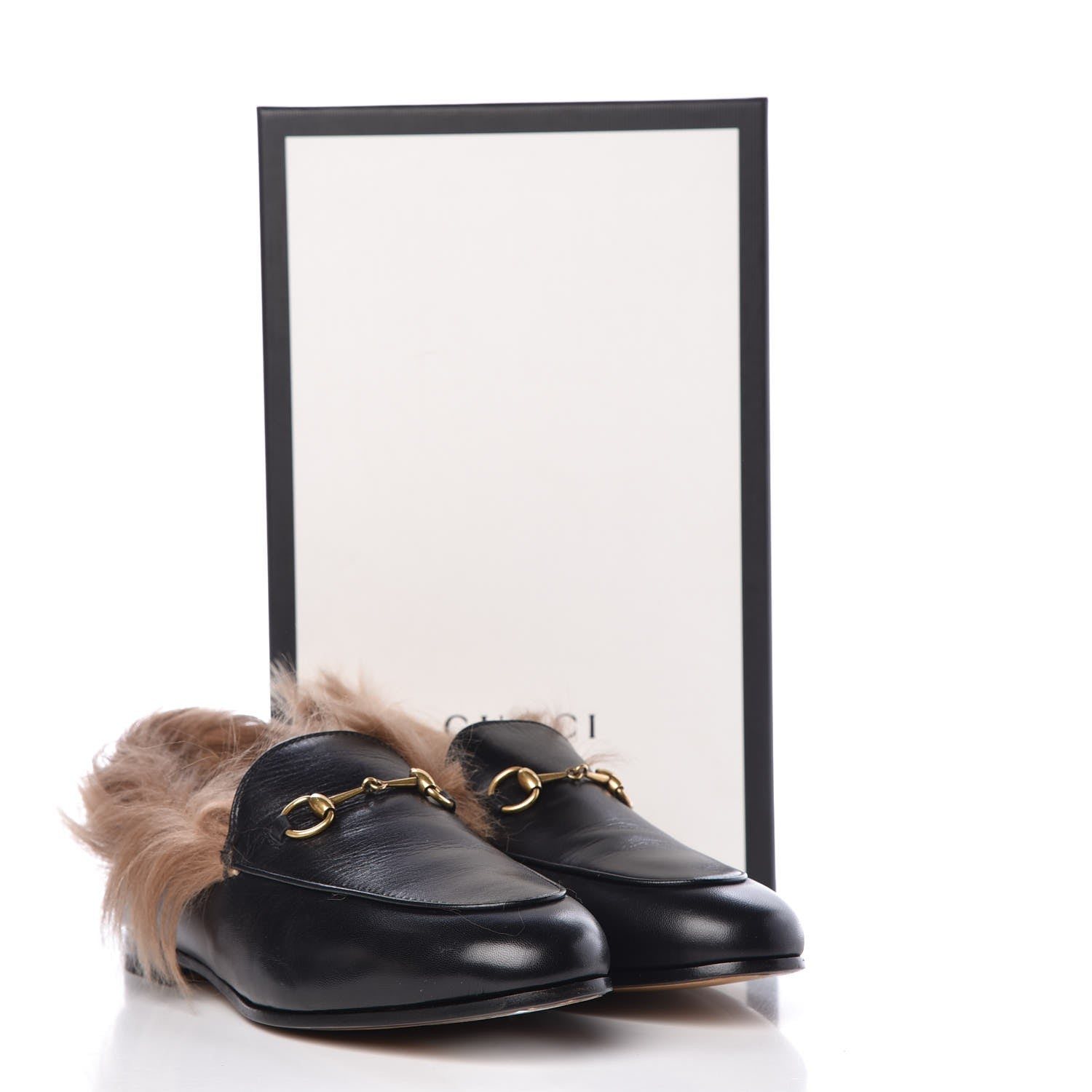 Gucci Malaga Kid Fur Womens Jordaan Loafers 38.5 Black Natural 9 of 9