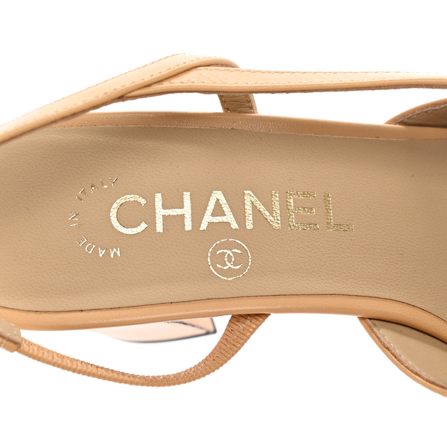 Chanel Goatskin Grosgrain Cap Toe CC Slingback Pumps 36 Beige Black 7 of 9