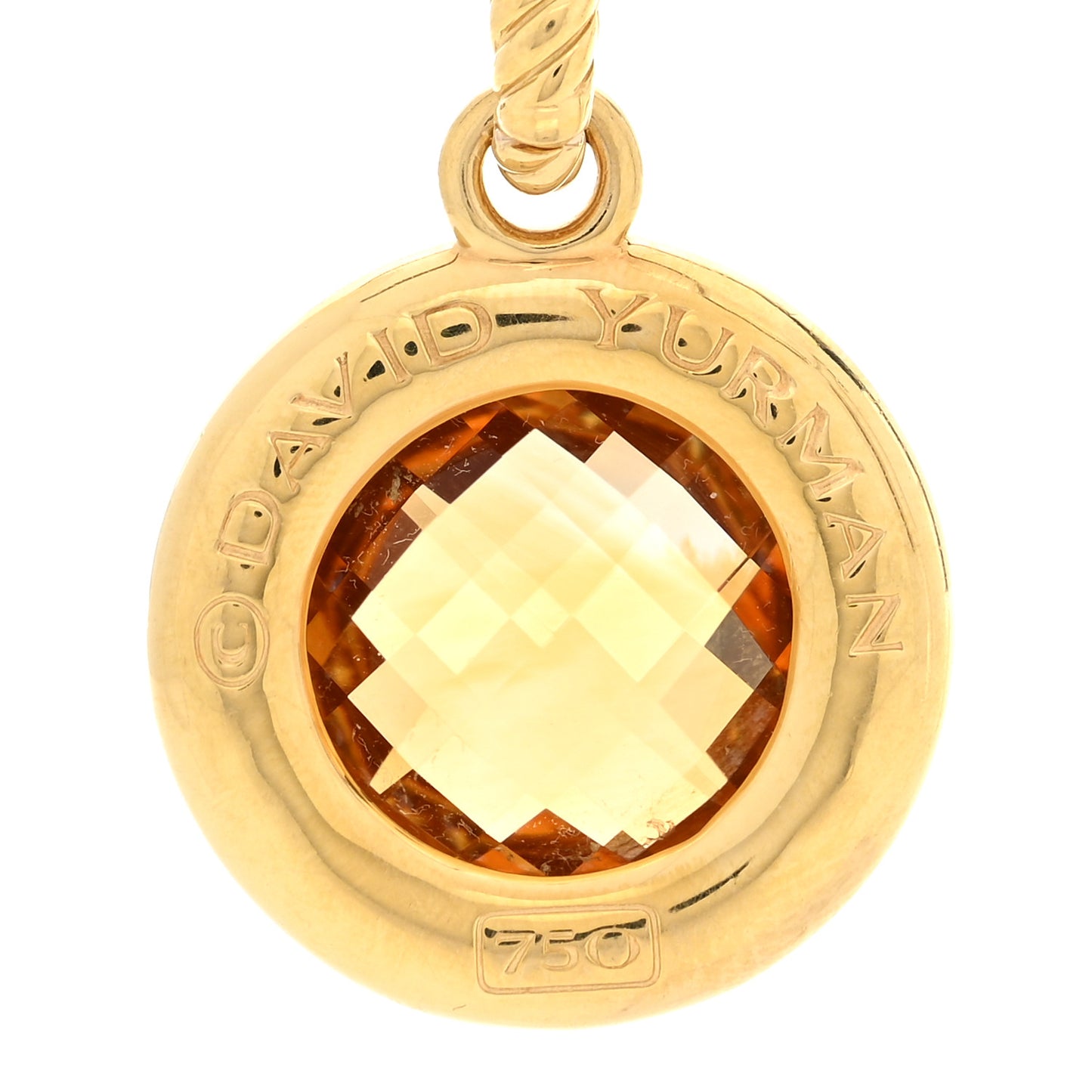 18K Yellow Gold Diamond Citrine 17mm Round Enhancer Pendant