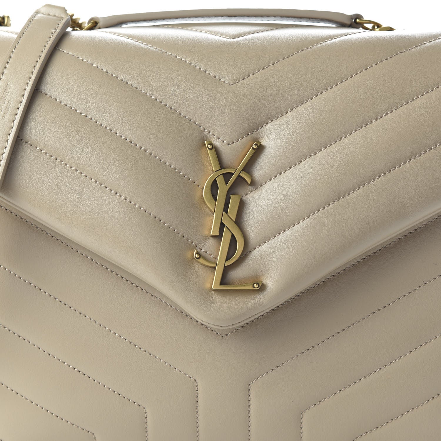 Saint Laurent Calfskin Y Quilted Monogram Medium Loulou Chain Satchel Dark Beige 9 of 9
