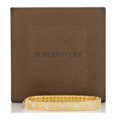Roberto Coin 18K Yellow Gold Diamond Princess Satin Fleur De Lis Bangle Bracelet 5 of 5