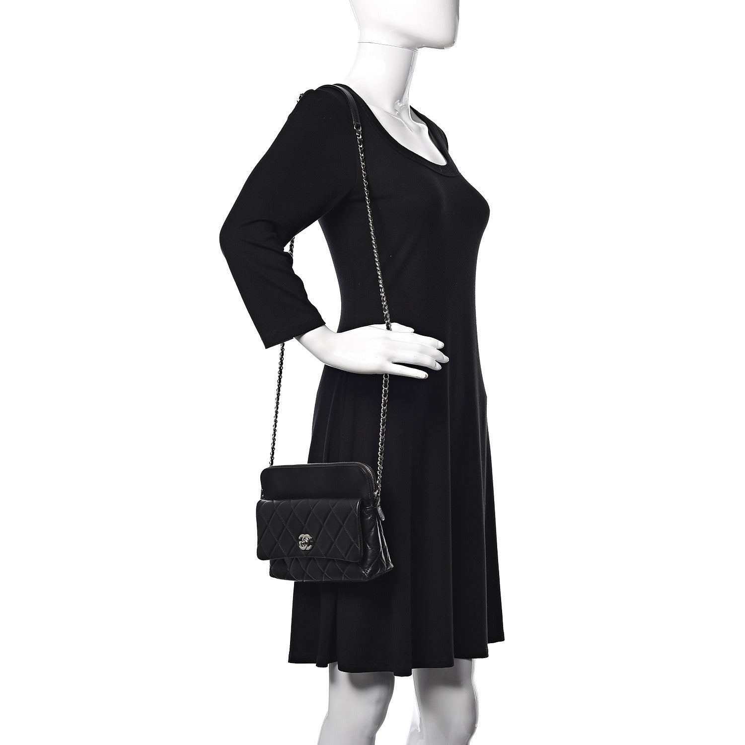 Chanel Calfskin Quilted Crossbody Bag Black 2 of 15