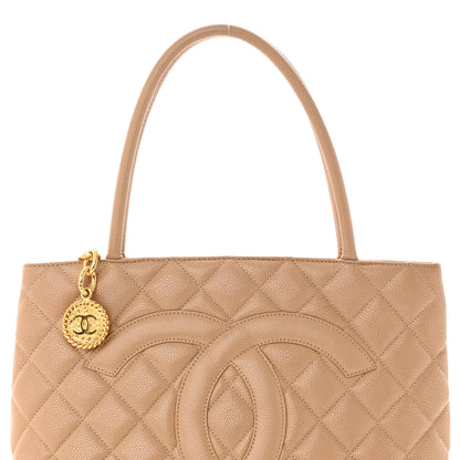 Chanel Caviar Quilted Medallion Tote Beige 5 of 13