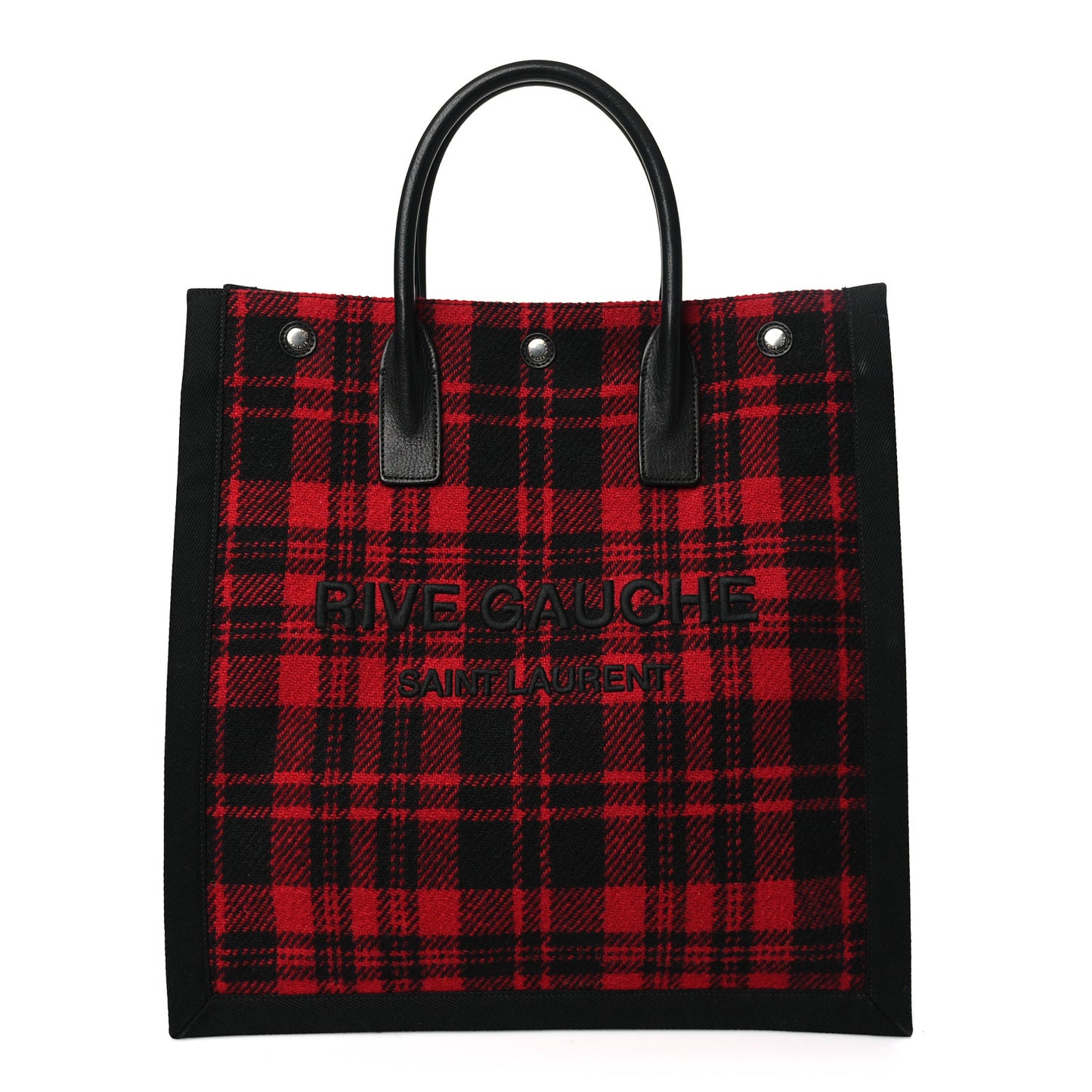 Wool Tartan Rive Gauche Noe Tote Red Black