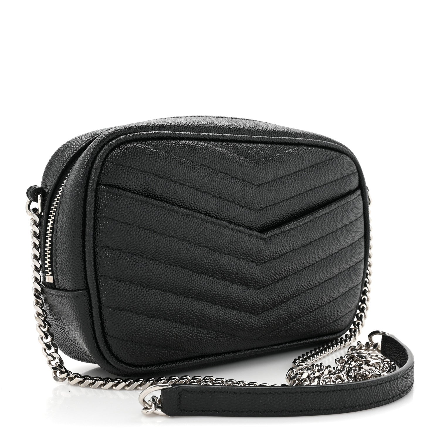 Saint Laurent Grain De Poudre Matelasse Monogram Mini Lou Camera Bag Black 3 of 11