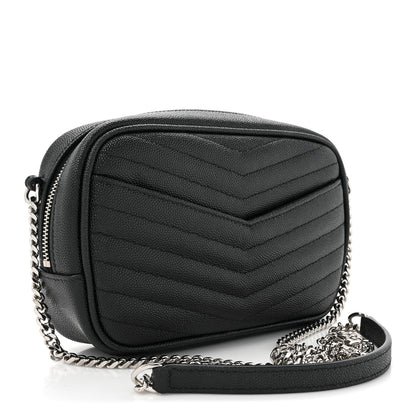 Saint Laurent Grain De Poudre Matelasse Monogram Mini Lou Camera Bag Black 3 of 11