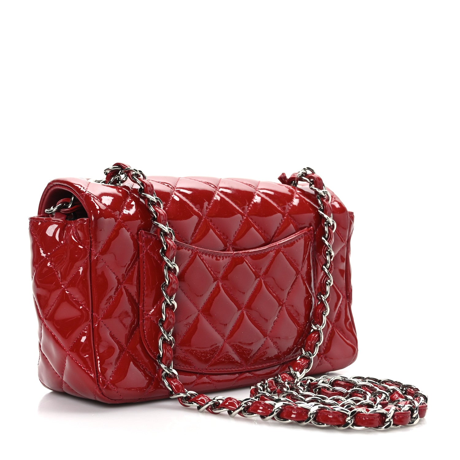 Chanel Patent Calfskin Quilted Mini Rectangular Flap Red 3 of 9