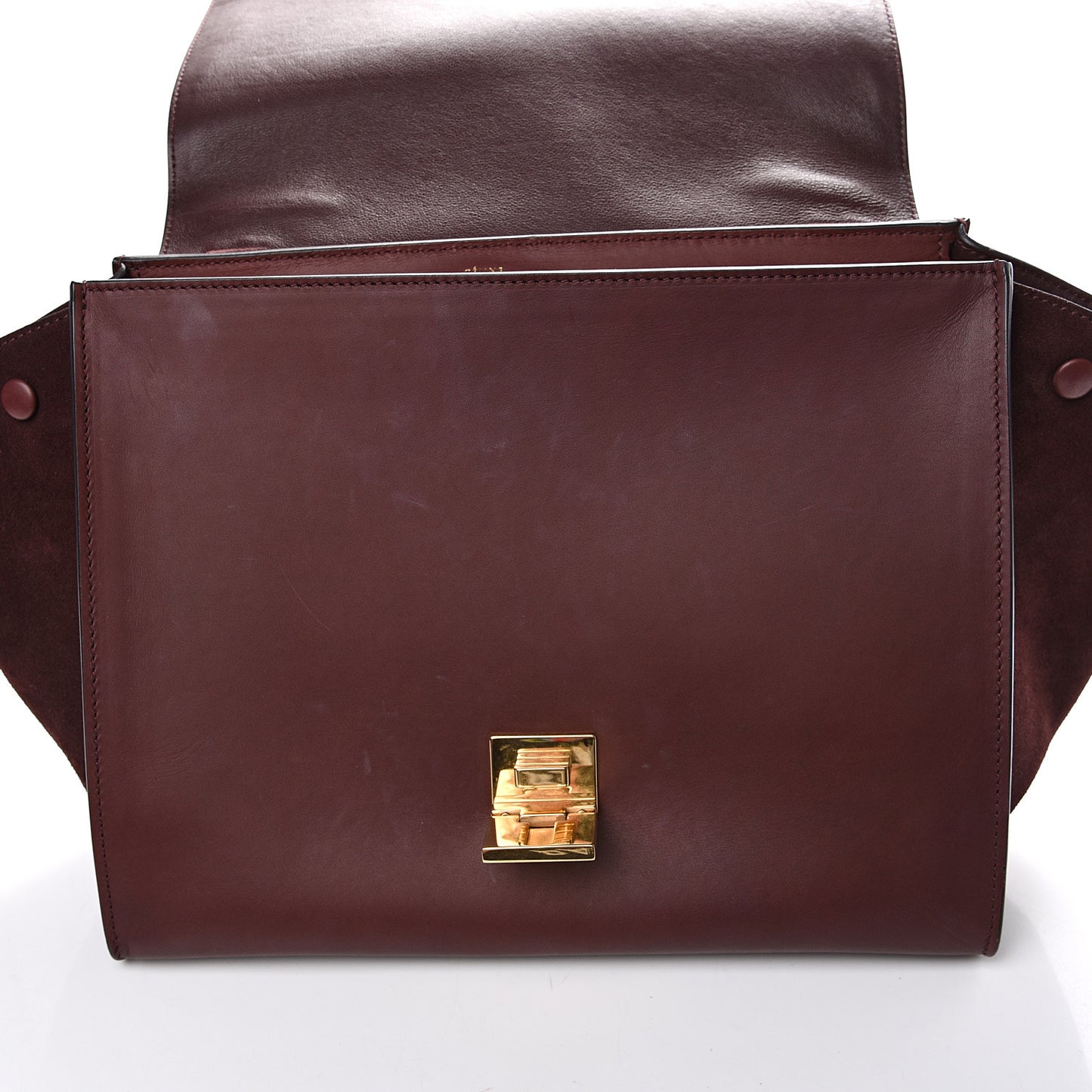 Smooth Calfskin Suede Medium Trapeze Burgundy