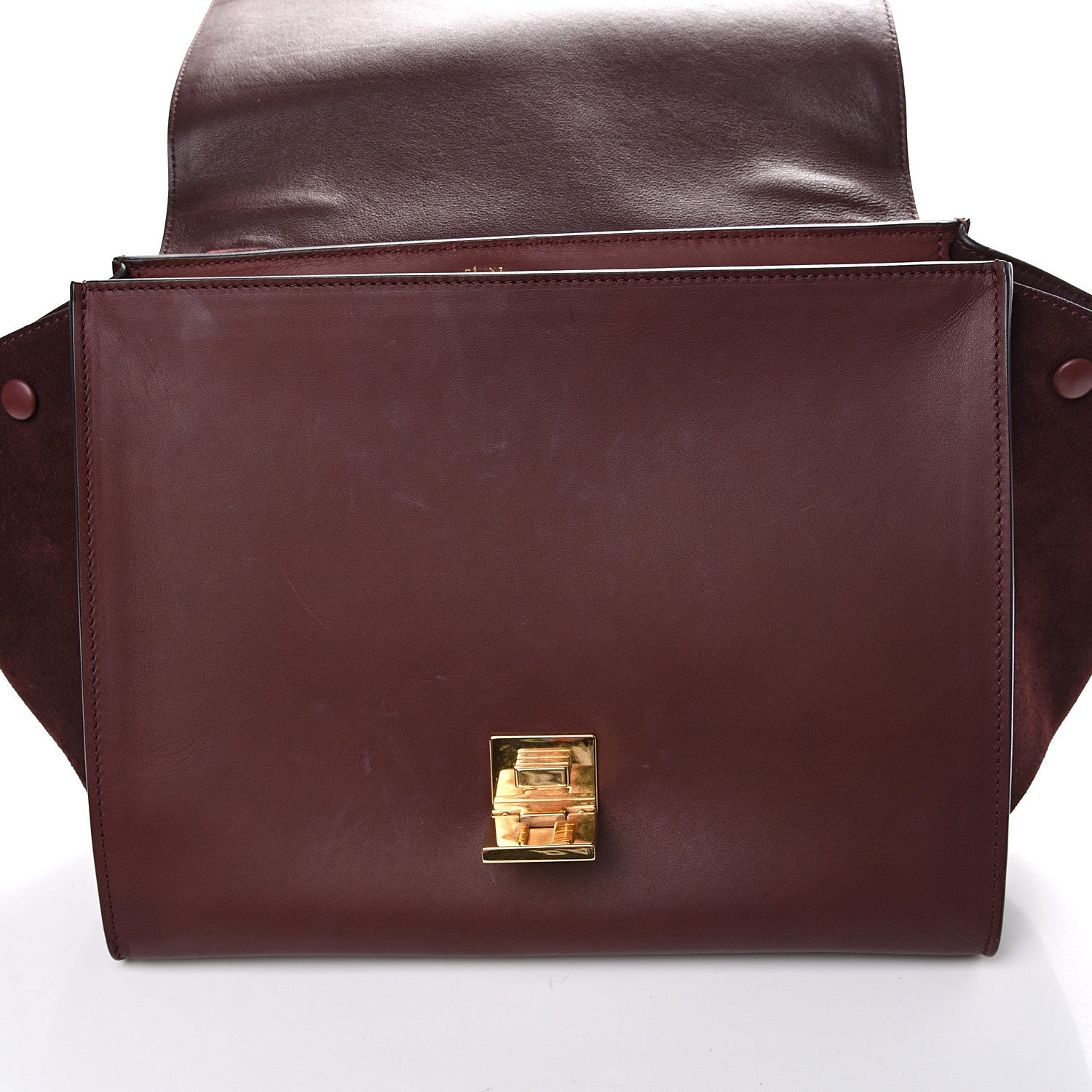 Celine Smooth Calfskin Suede Medium Trapeze Burgundy 11 of 15
