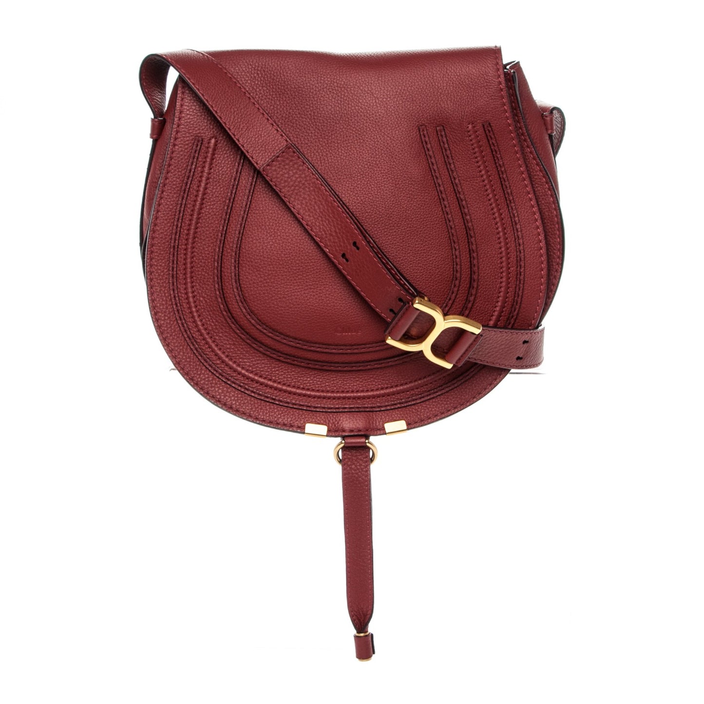 Calfskin Medium Marcie Round Crossbody Bag Berry Cupcake