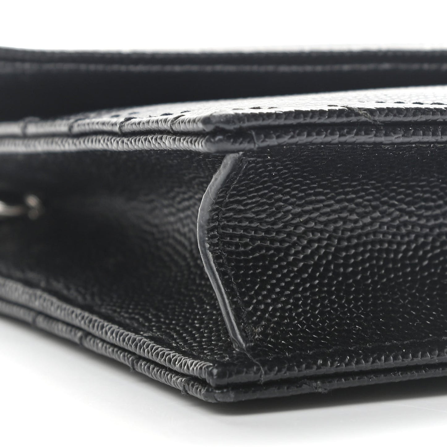 Grain De Poudre Matelasse Chevron Monogram Envelope Chain Wallet Black