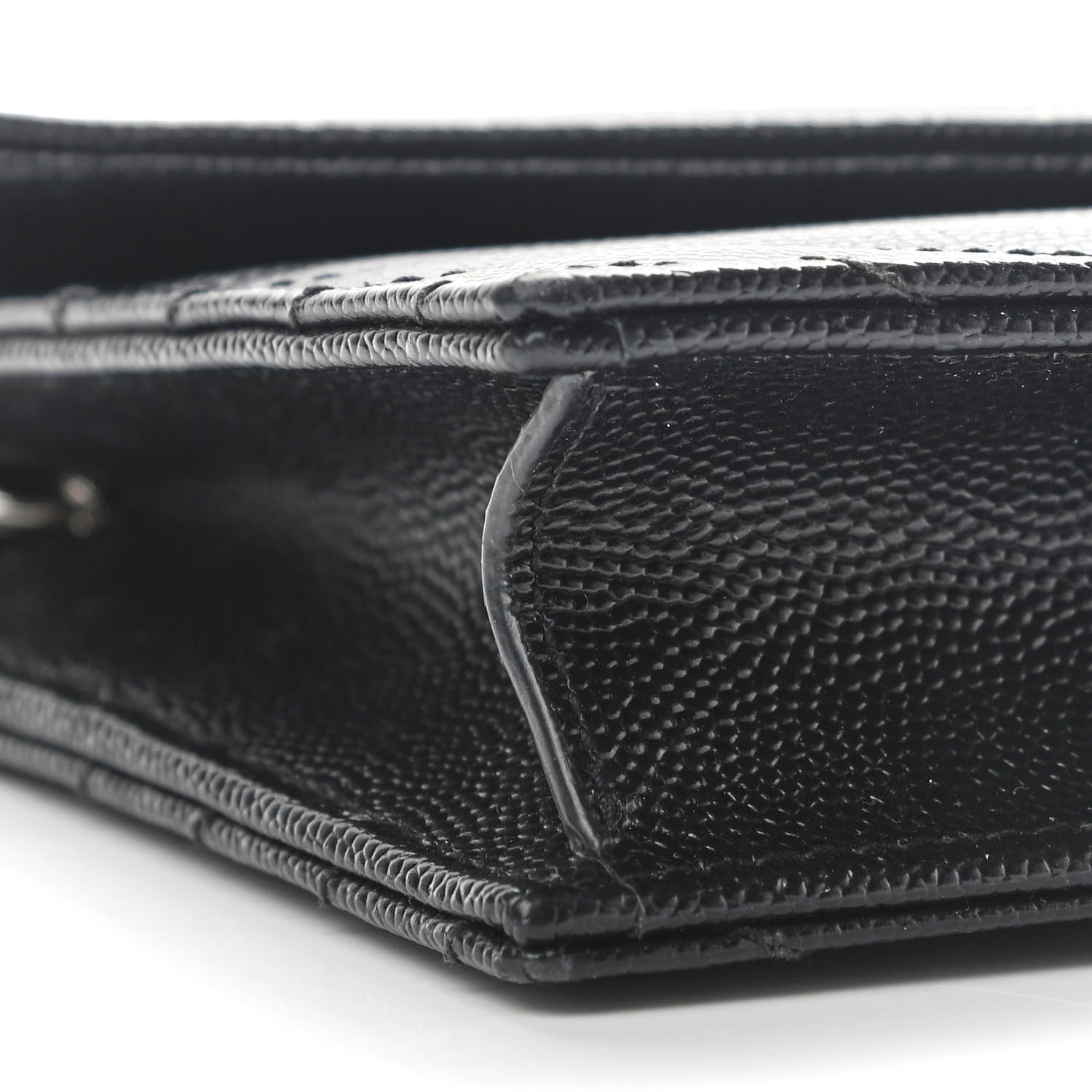 Saint Laurent Grain De Poudre Matelasse Chevron Monogram Envelope Chain Wallet Black 8 of 10