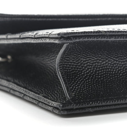 Saint Laurent Grain De Poudre Matelasse Chevron Monogram Envelope Chain Wallet Black 8 of 10