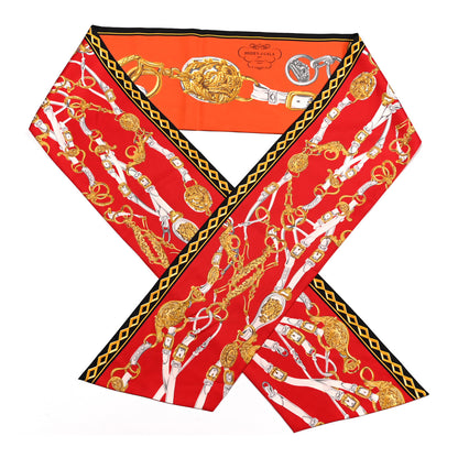 Hermes Silk Brides De Gala Maxi Twilly Capucine Rouge Vieil Or 1 of 4