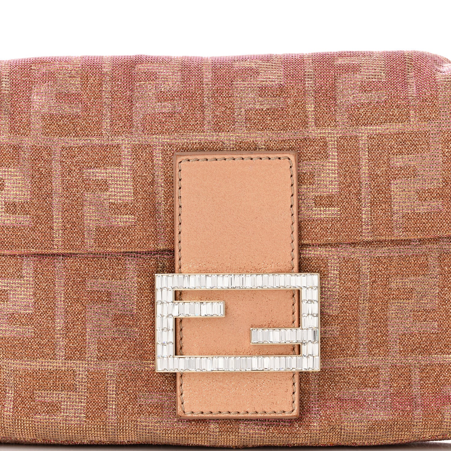 Fendi Metallic Lurex Zucca Vitello Baguette Arancio 7 of 9