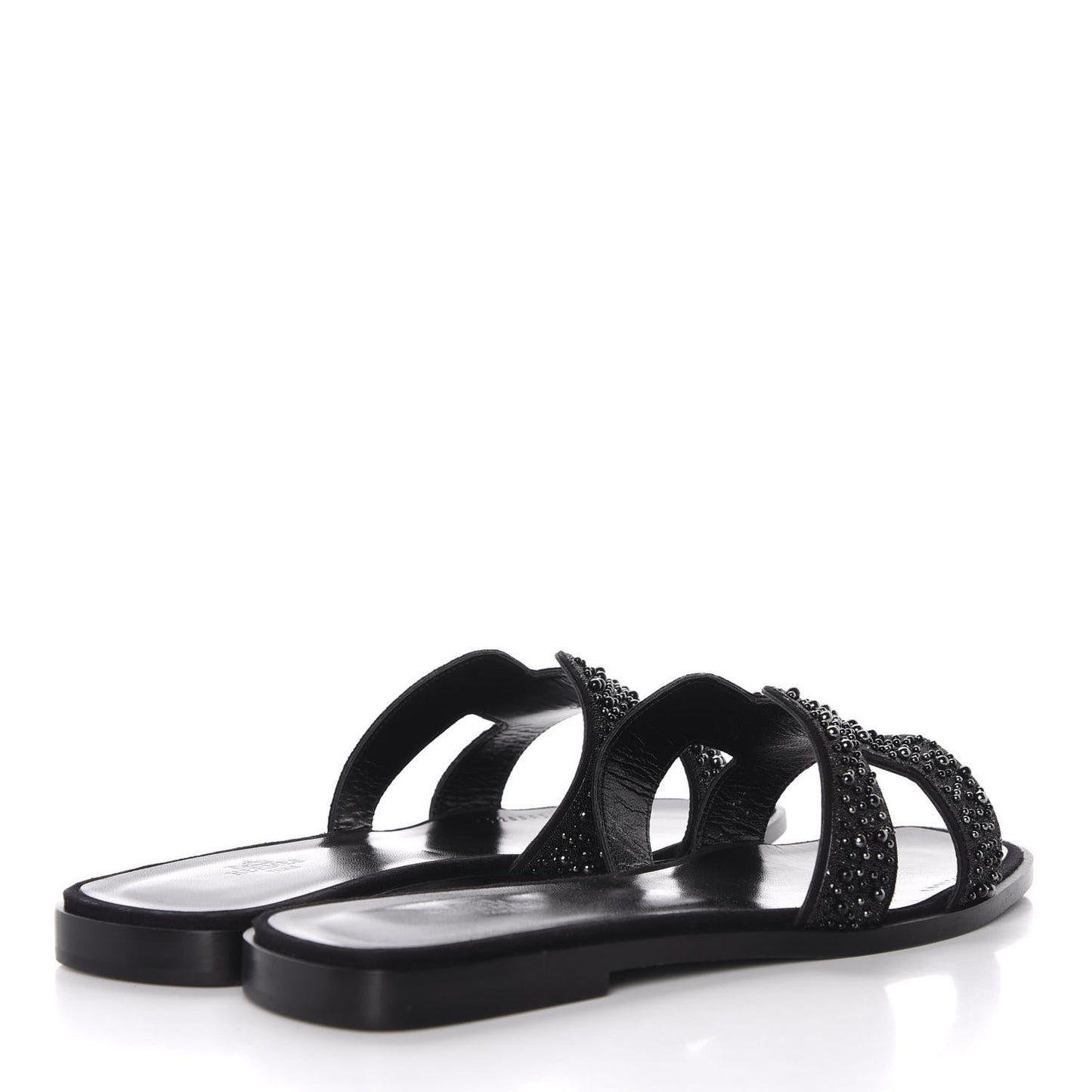 Goatskin Crystal Oran Sandals 39.5 Black